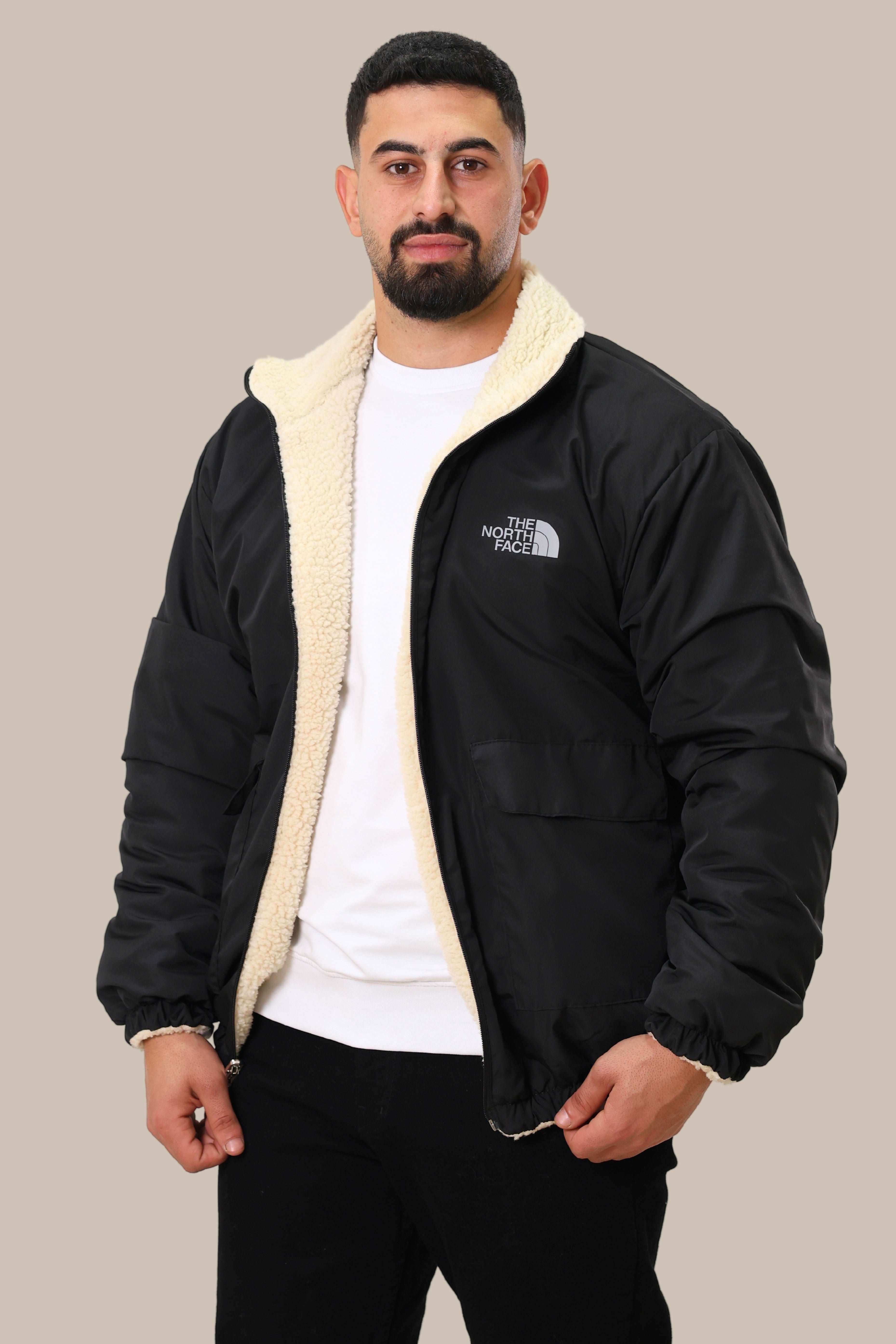 Double-Faced North Face Jacket | Black & Beige