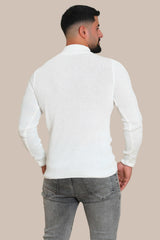 Sweater Knitted with zipper | White