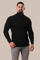 Sweater Knitted with zipper | Black