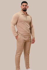 Linen Men's Set with Zipper | Beige