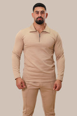 Linen Men's Set with Zipper | Beige