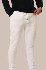 Men's Slim Fit Linen Sweatpants | White