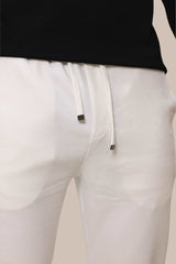 Men's Slim Fit Linen Sweatpants | White