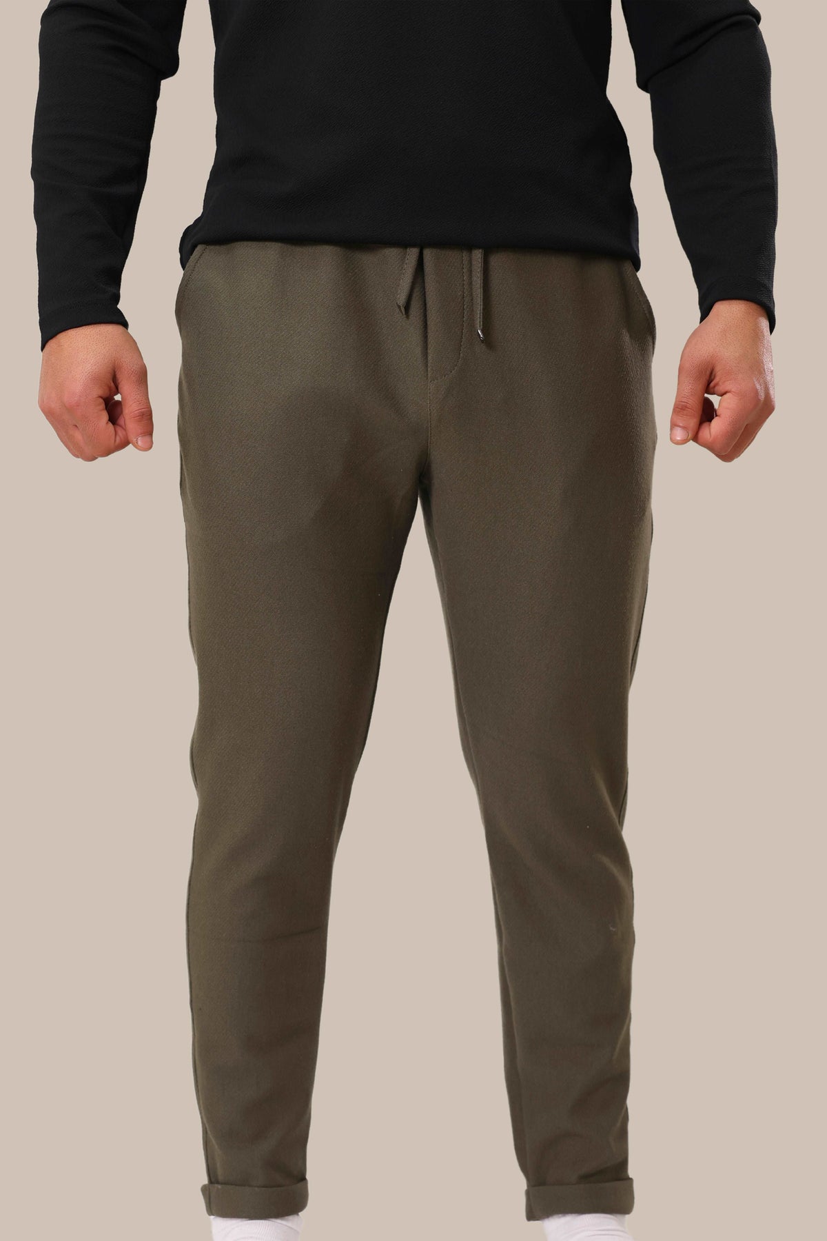 Men's Slim Fit Linen Sweatpants | Olive