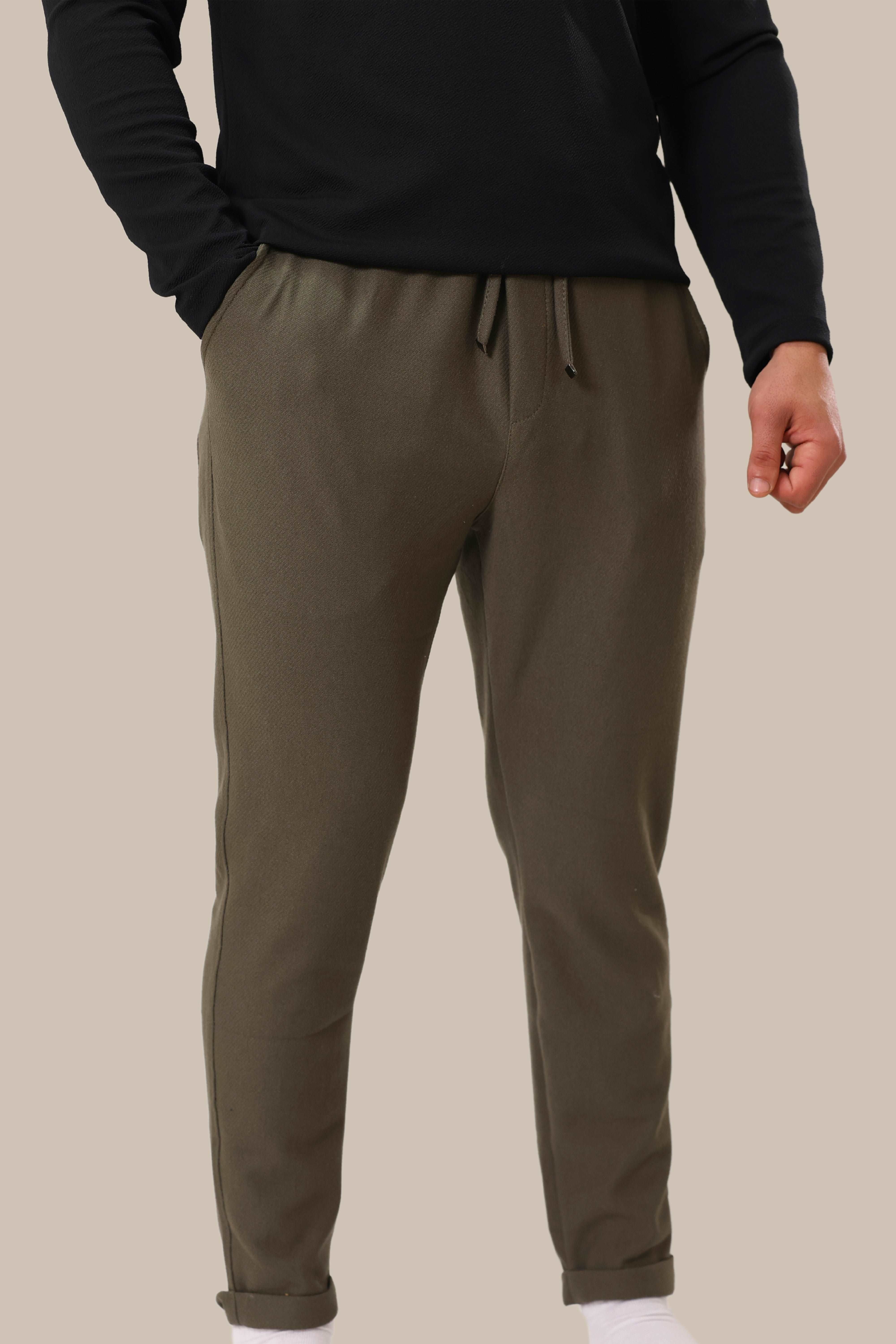 Men's Slim Fit Linen Sweatpants | Olive