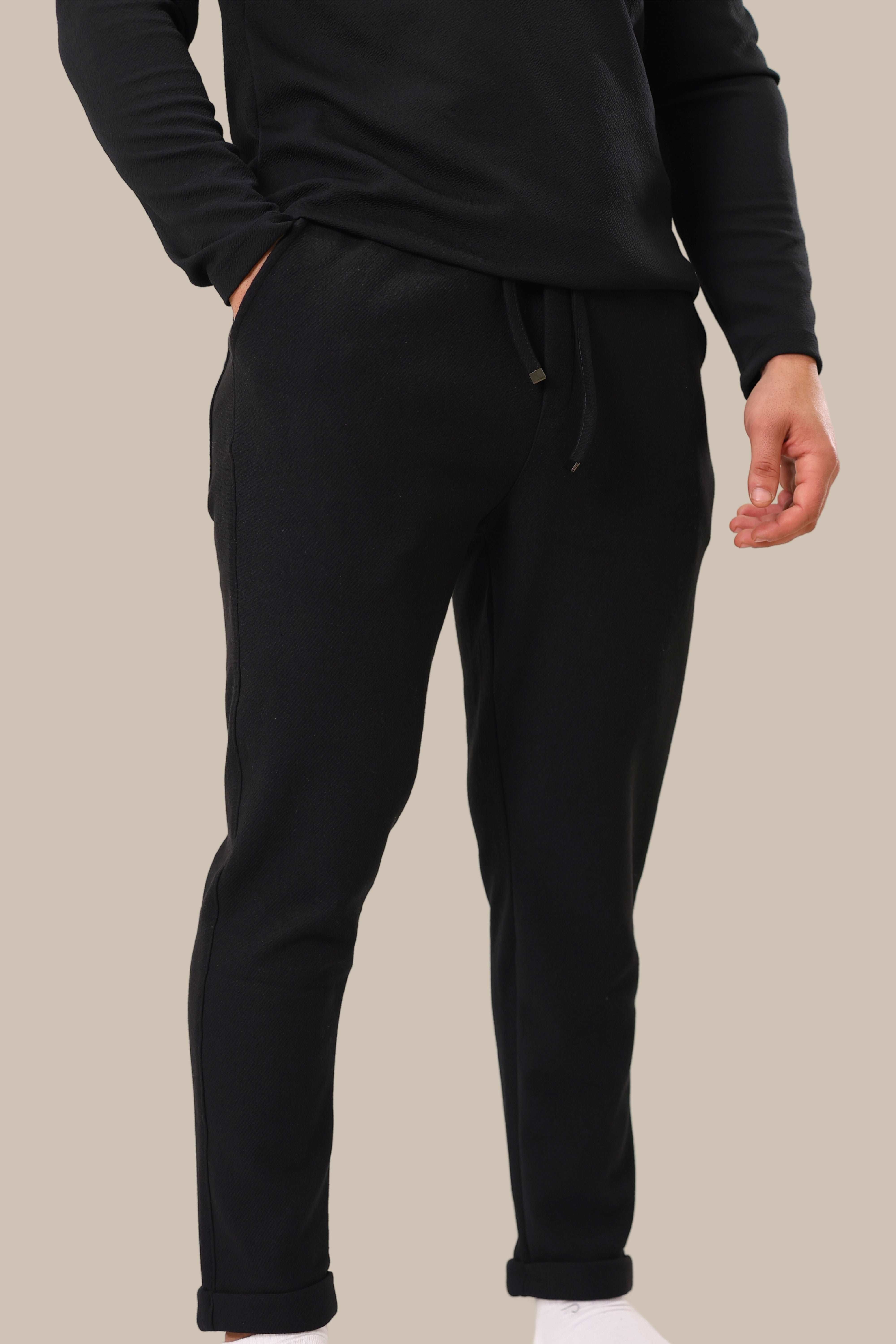 Men's Slim Fit Linen Sweatpants | Black