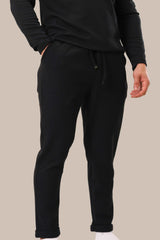 Men's Slim Fit Linen Sweatpants | Black